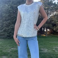 White Sequen Tank
