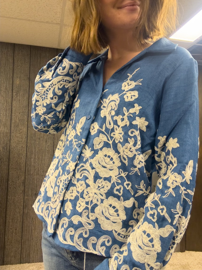Lacey Denim Top