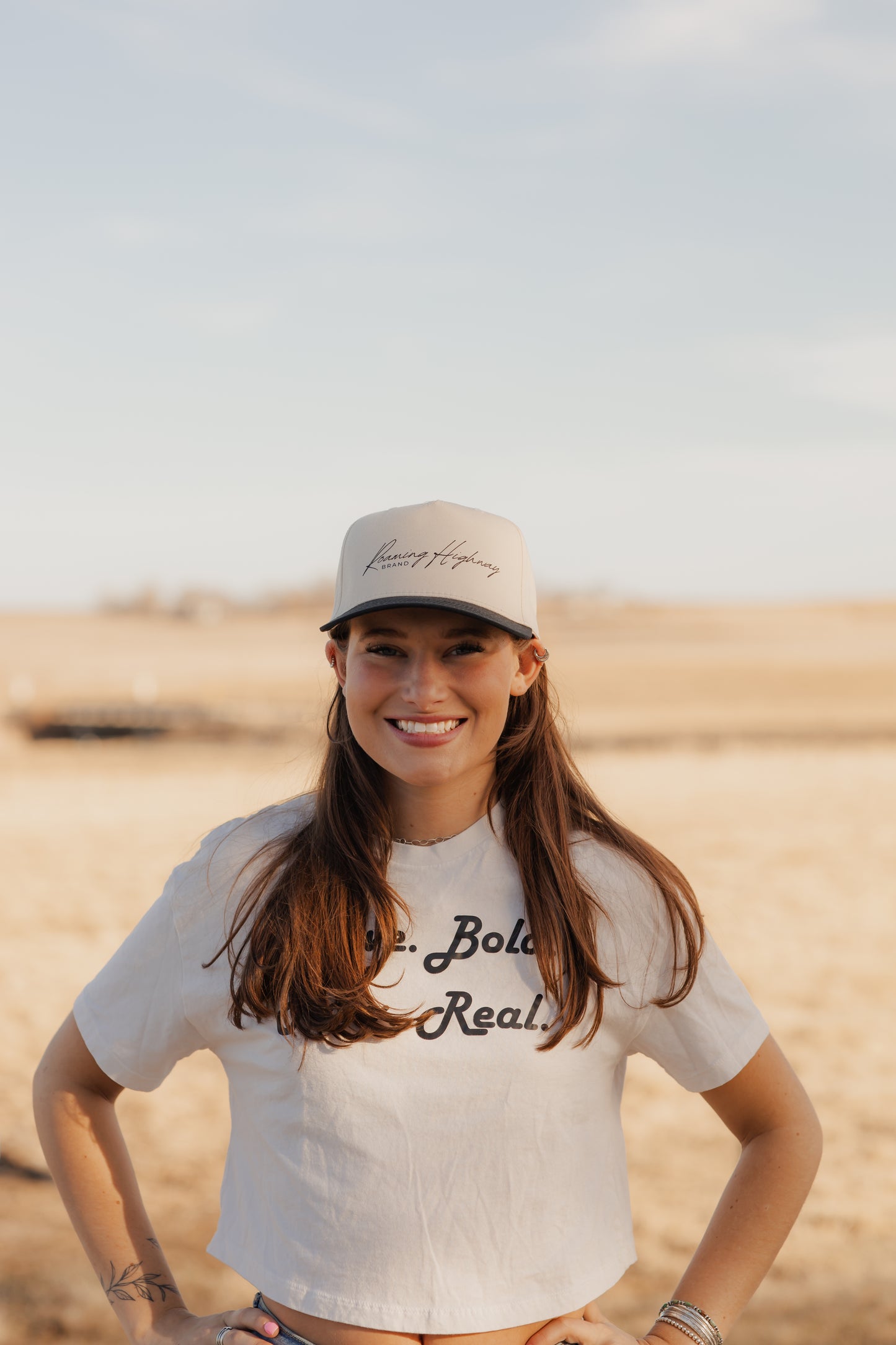 Black- cursive trucker