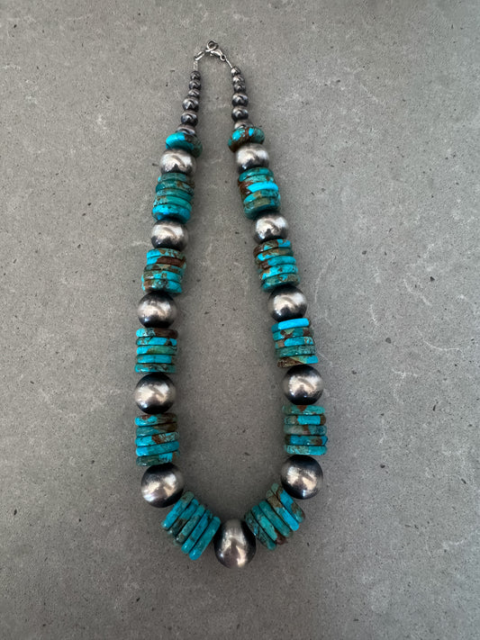 18.5” Turquoise Disks w Pearls