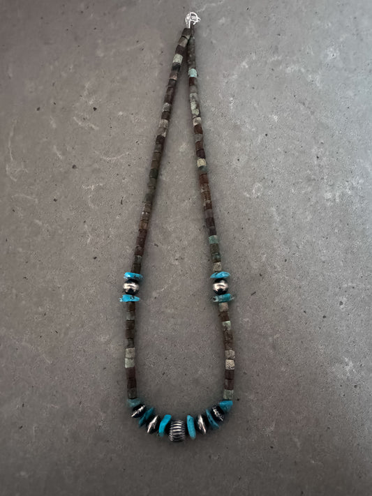 18” Natural Turquoise Tube Necklace
