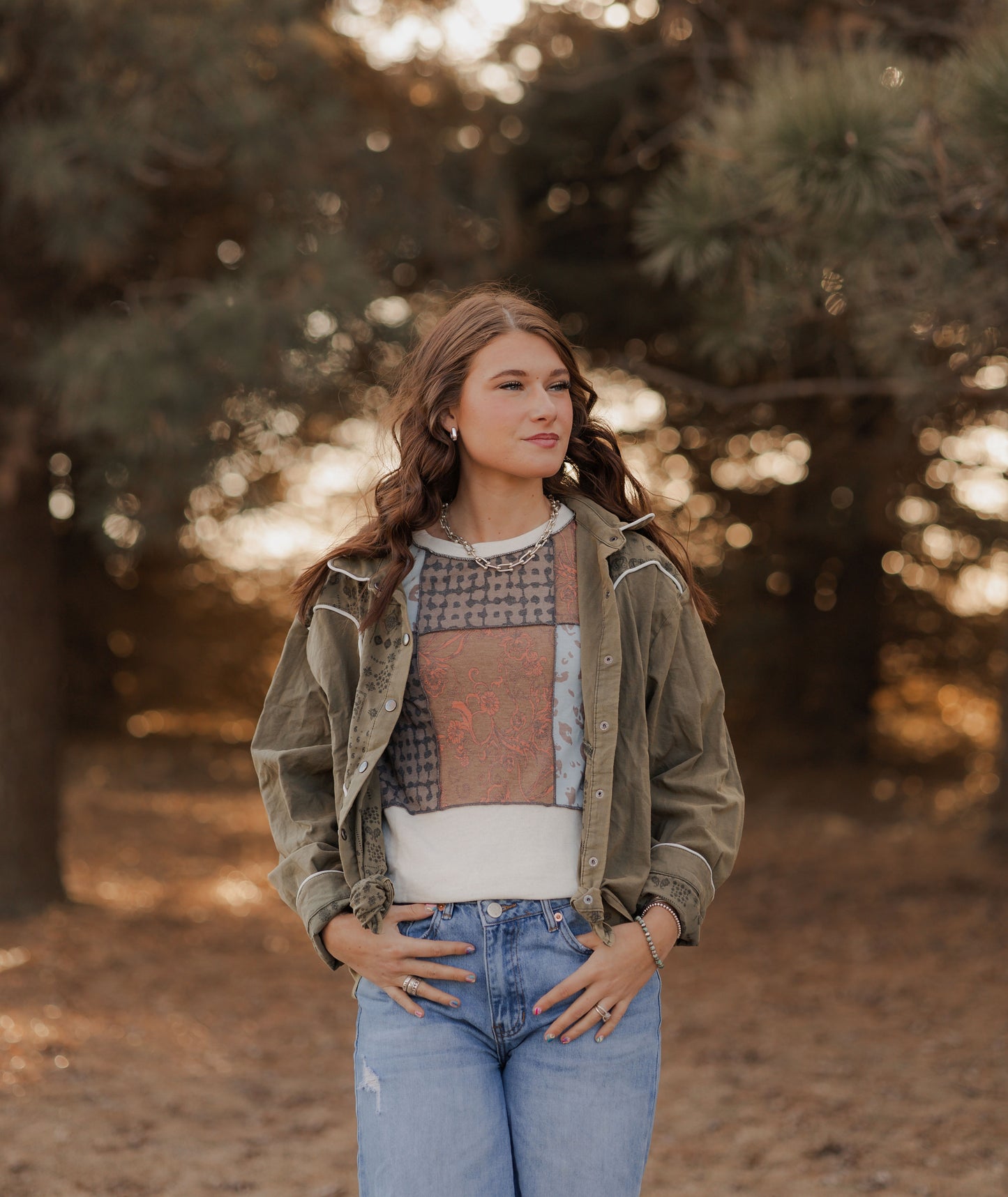 Stitched Contrast Top Long Sleeve