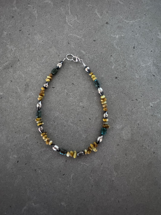 8” Turquoise, Palomino, and Silver Bracelet