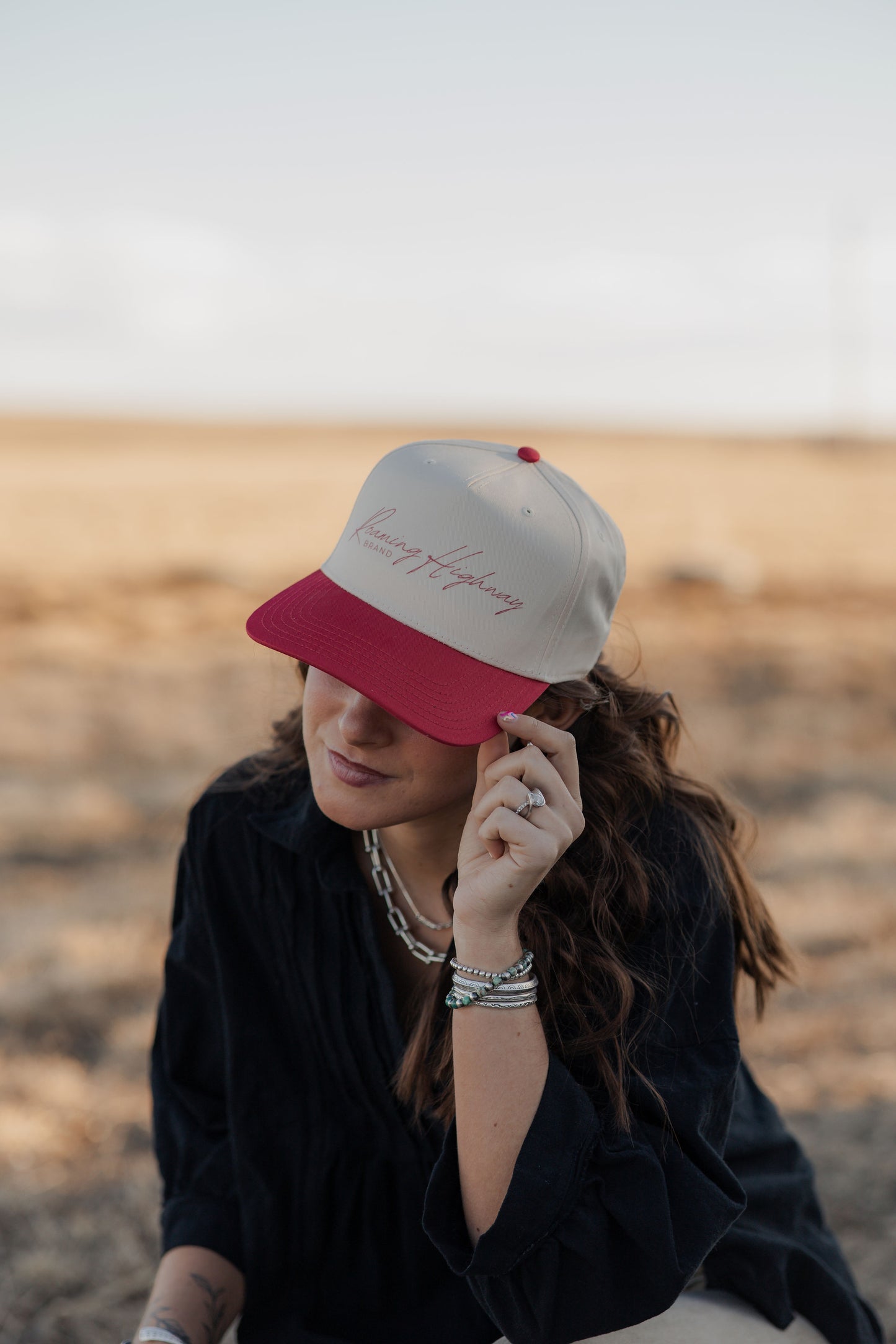 Red- cursive trucker