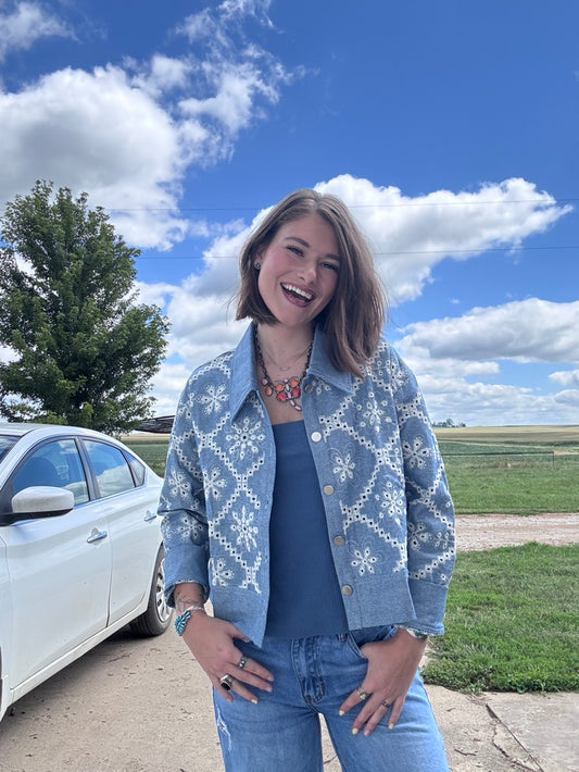 Floral Embroidered Denim Jacket