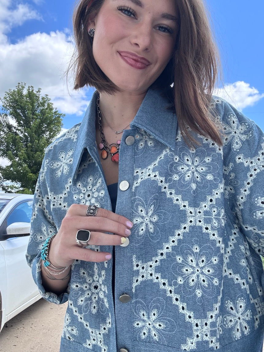 Floral Embroidered Denim Jacket
