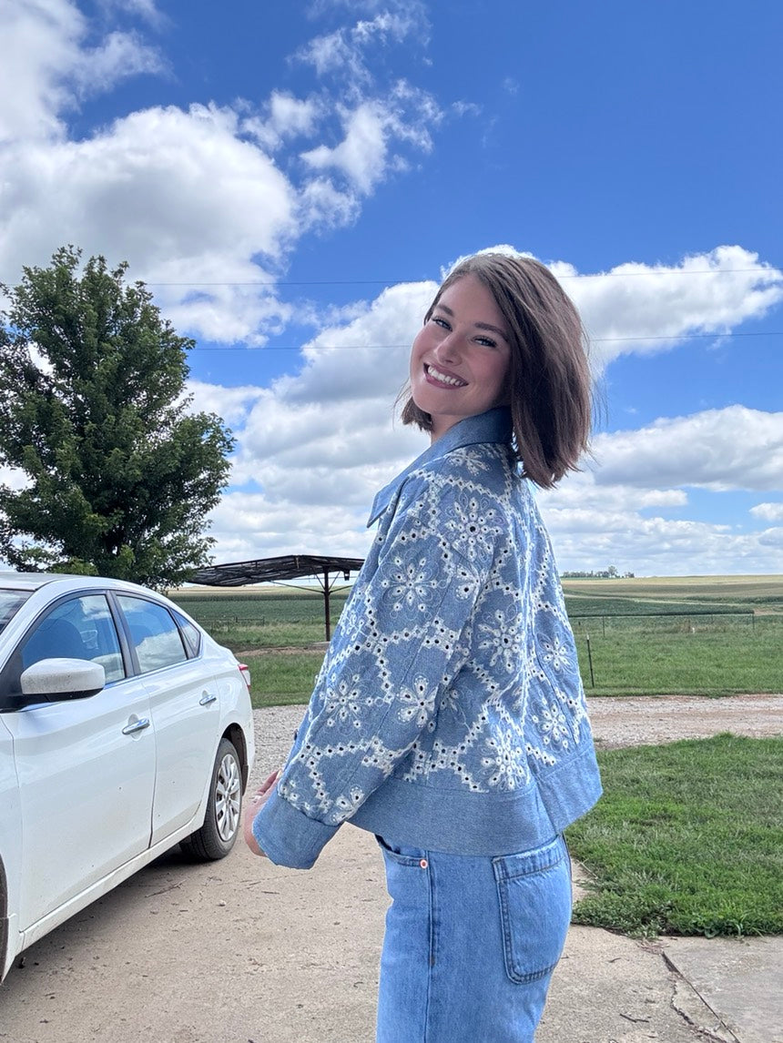 Floral Embroidered Denim Jacket