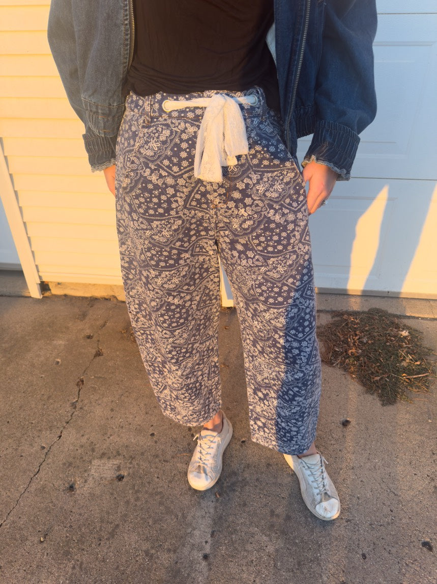 Blue Paisley Barrel Pant