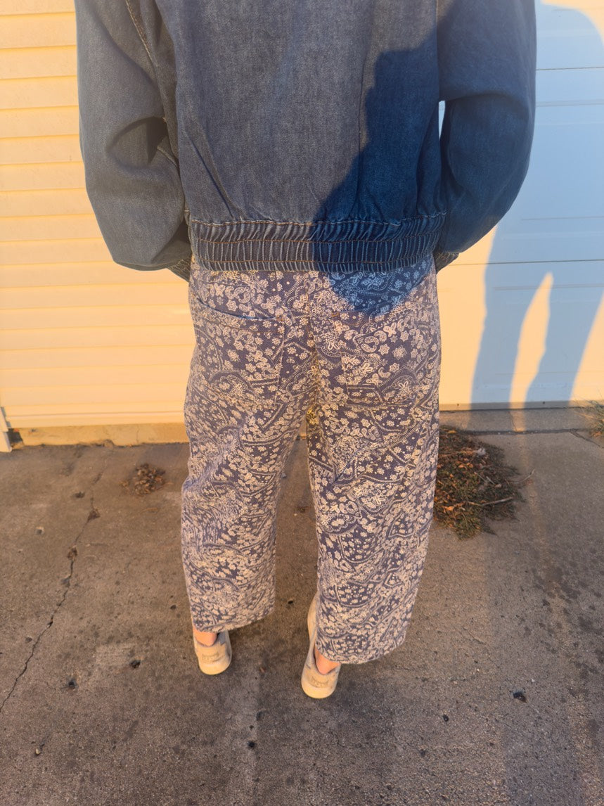 Blue Paisley Barrel Pant