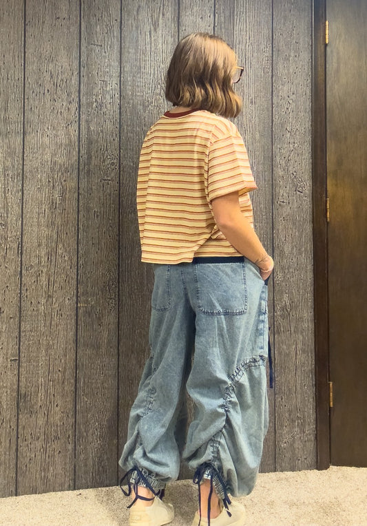 Bow Cargo Denim Pants