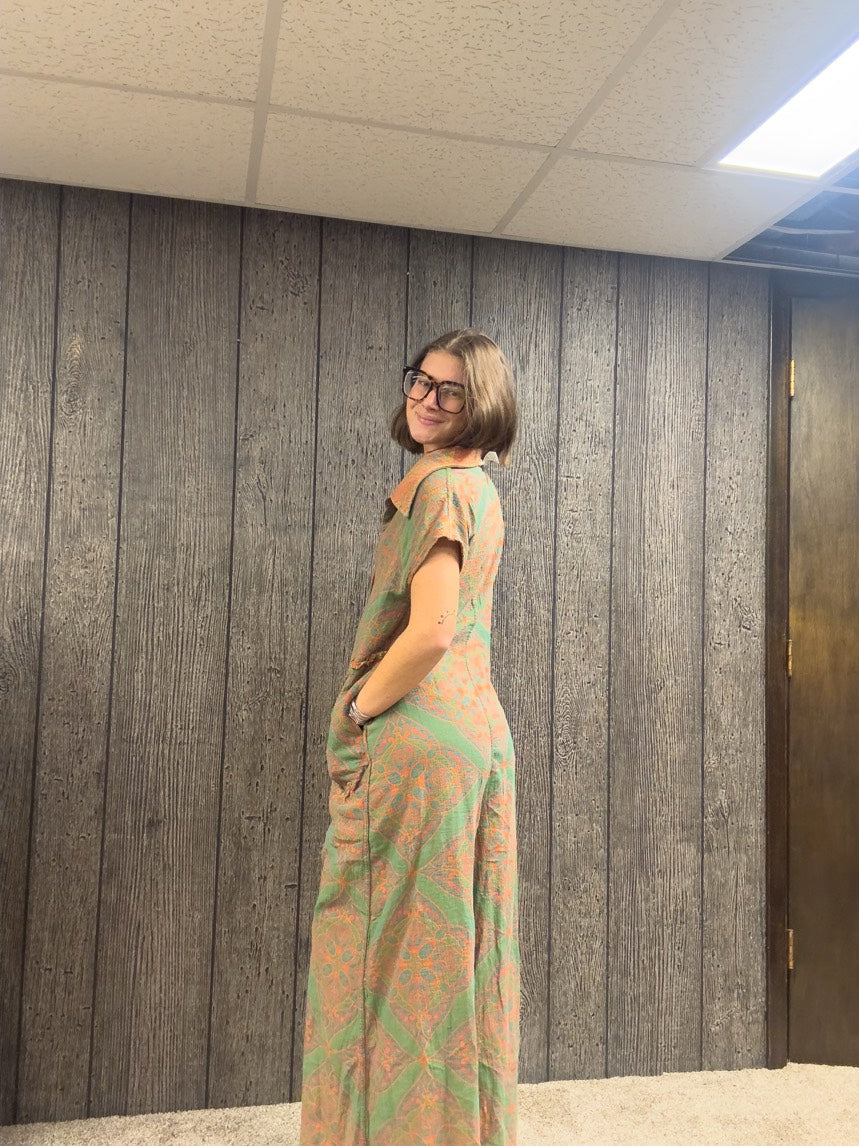 Reversible Romper Orange/ Green