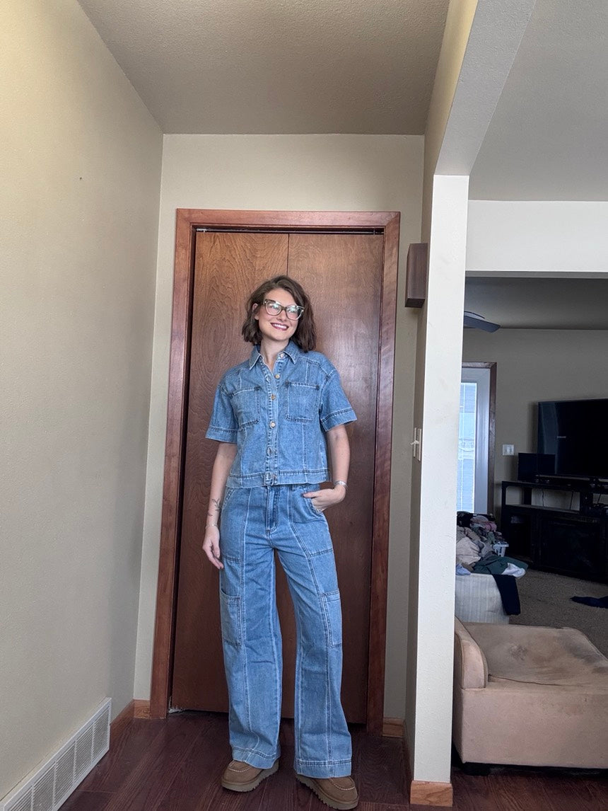 Denim Cargo Seam Pants