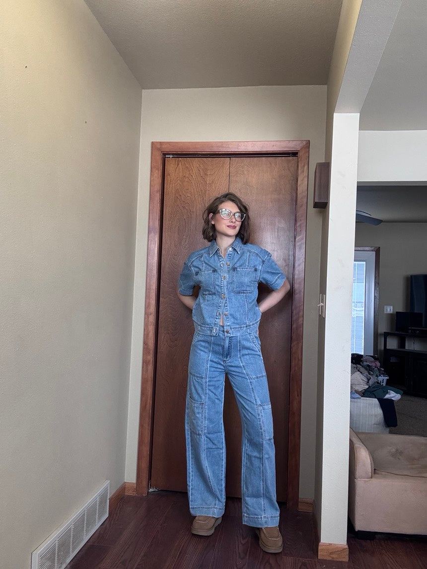Denim Cargo Seam Pants