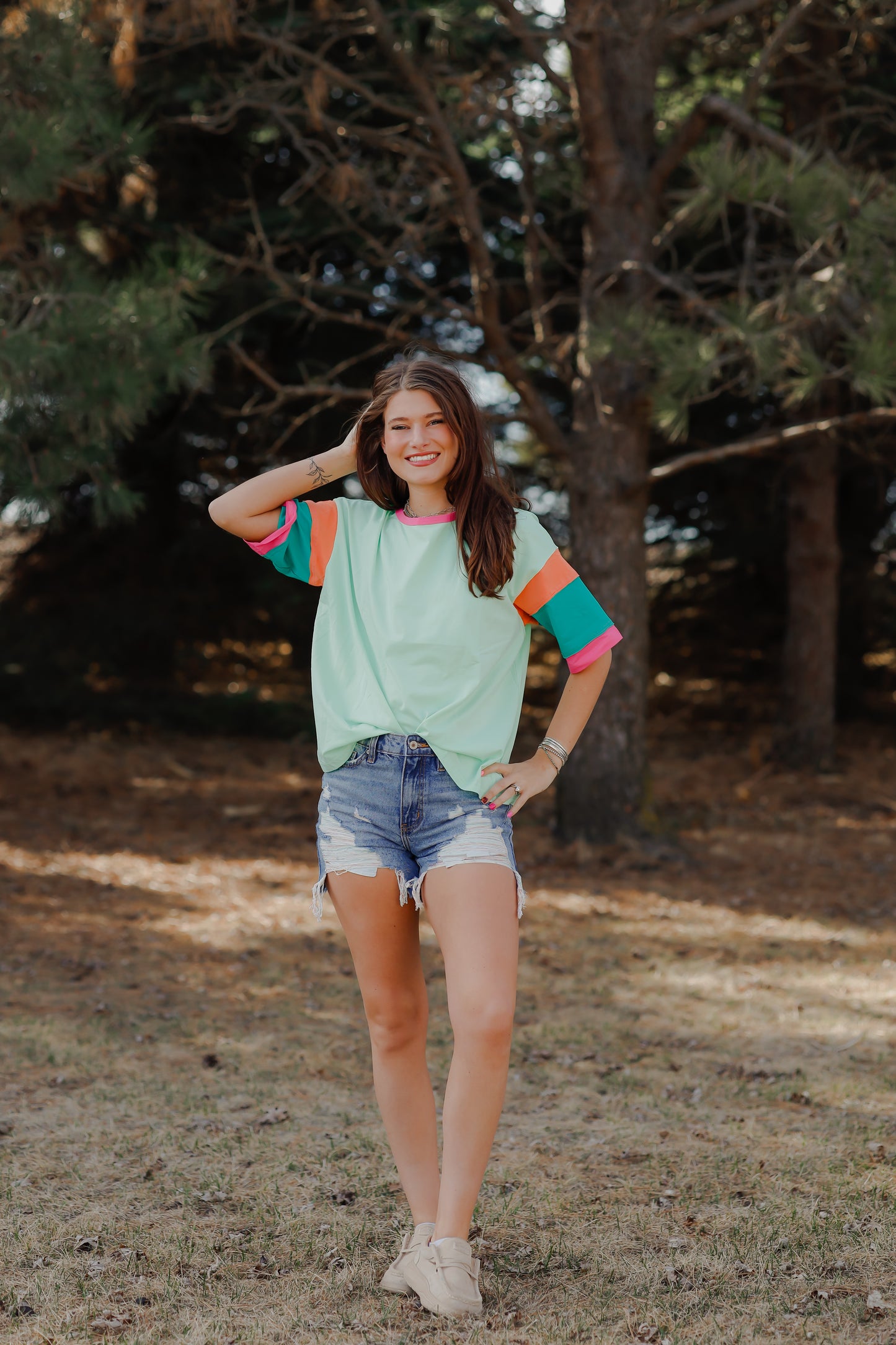 Color Block Tunic Green