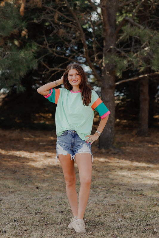 Color Block Tunic Green