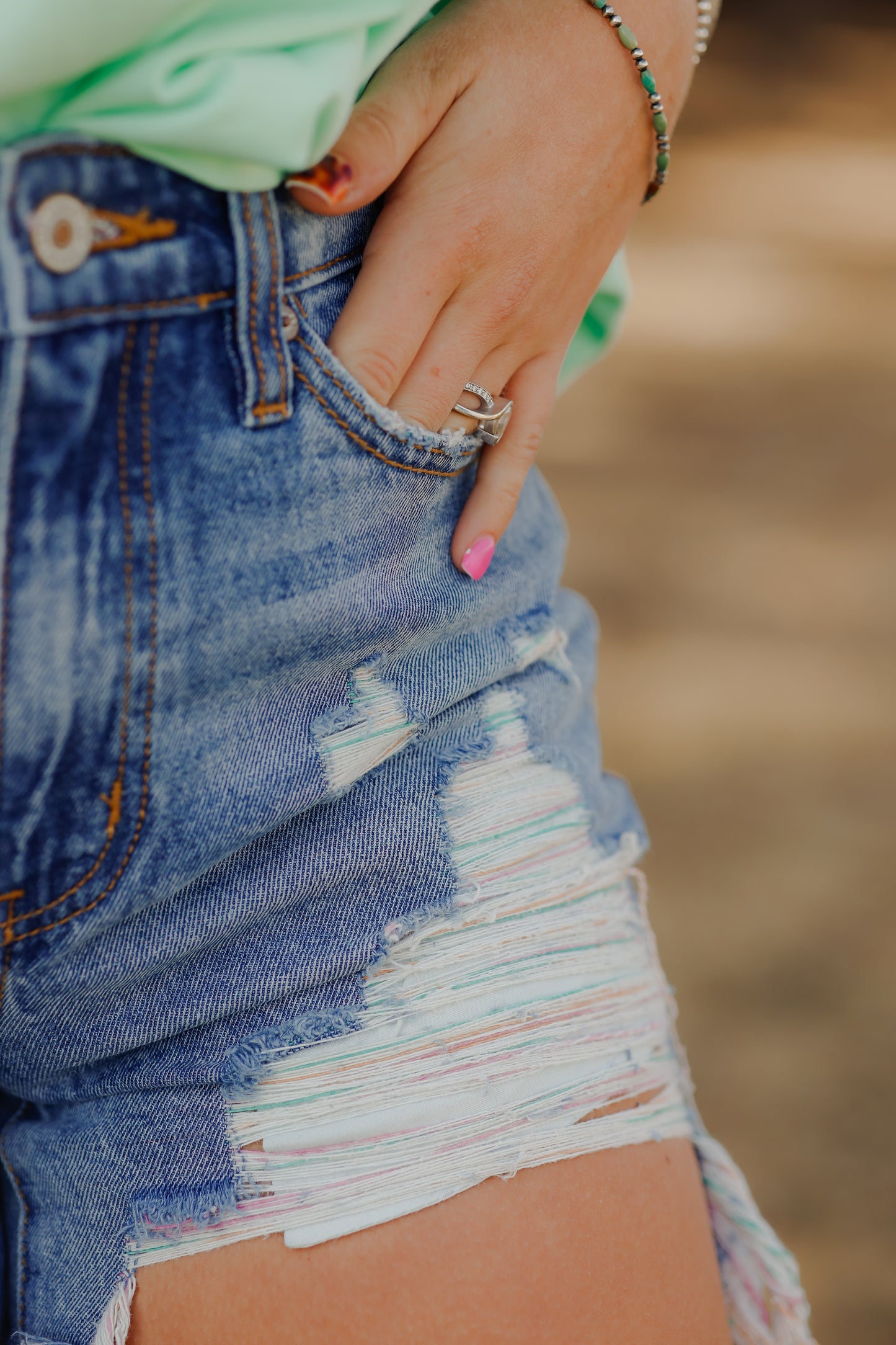 Kan Can Denim Shorts w pastel