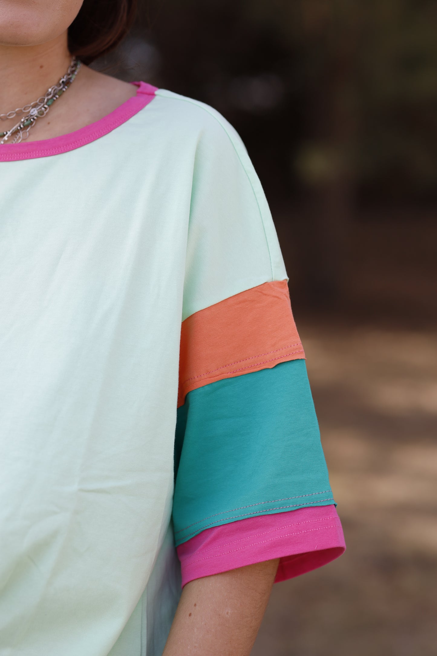 Color Block Tunic Green