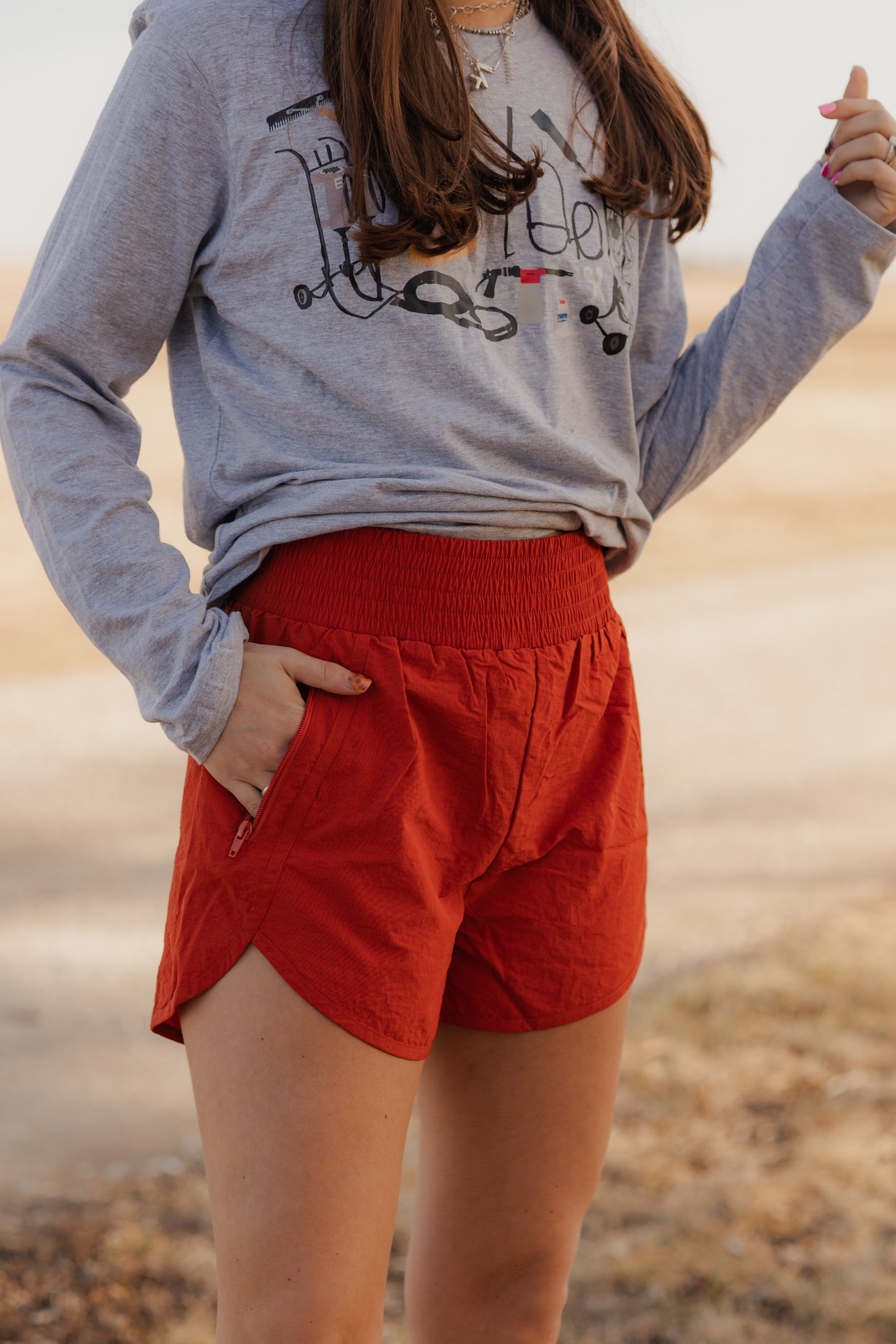 Windbreaker Athletic Shorts w/ Zipper Pocket